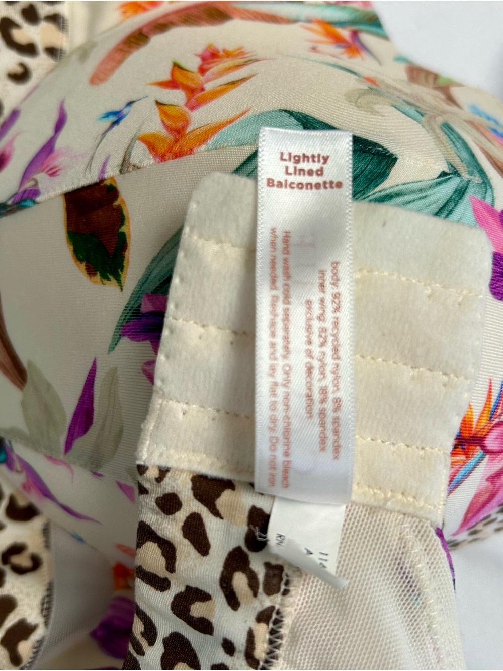 CACIQUE BALCONETTE BRA, SZ 44C, PLUS SIZE, TROPICAL FLORAL & LEOPARD PRINT - Picture 6 of 9